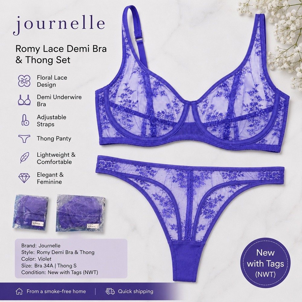 NWT Journelle Violet Luxury Bra 34A and Panty Size S